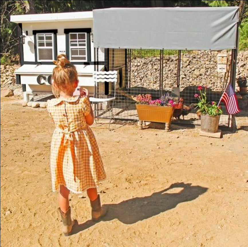 Girl walking to Large OverEZ Farmhouse Chicken Coop