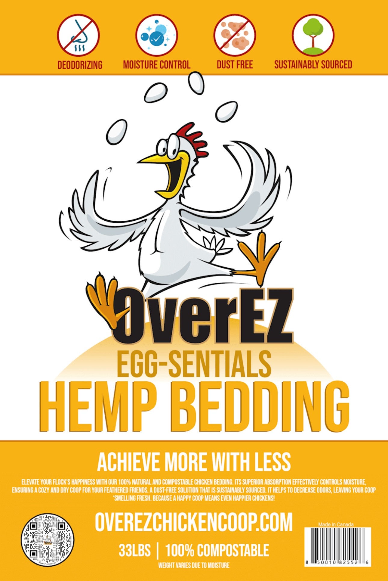 OverEZ Hemp Bedding Product Label