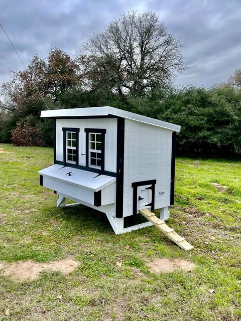 Large OverEZ Farmhouse Chicken Coop with Treated Wood Ramp