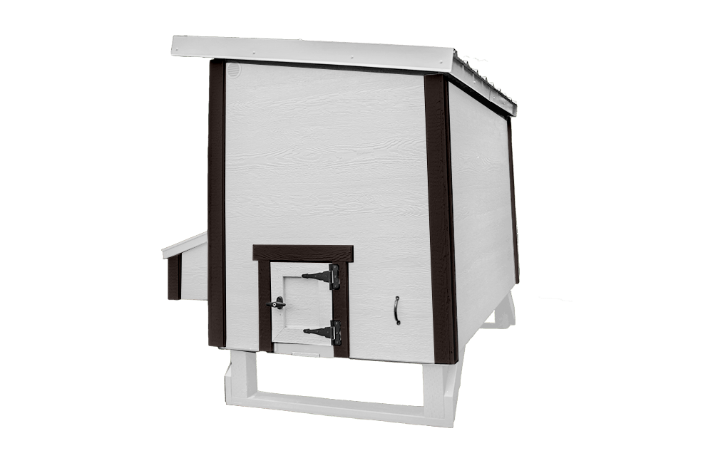 Large Farmhouse Chicken Coop with Side View of Chicken Door
